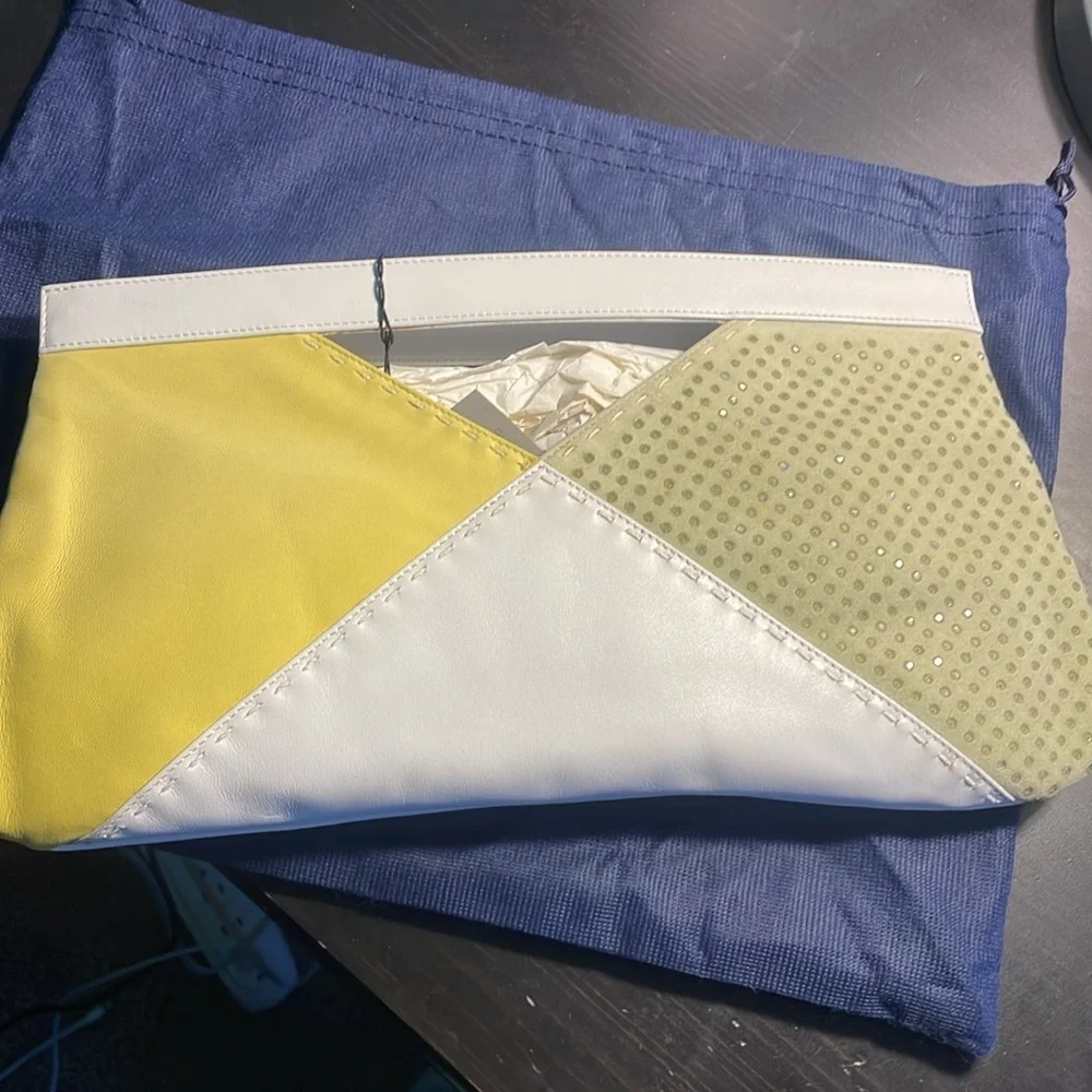 NEW Swarovski crystal embellished calfskin leather clutch